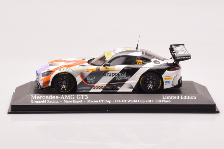 447173999  Mercedes AMG GT3 n999 GruppeM Racing Engel Macau GT Cup FIA GT World CUp 3rd Place Minichamps 1/43