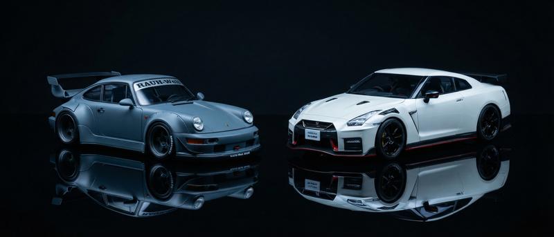 Modele GT Spirit w żywicy 1:18 — Porsche 911 RWB i Nissan GT-R Nismo