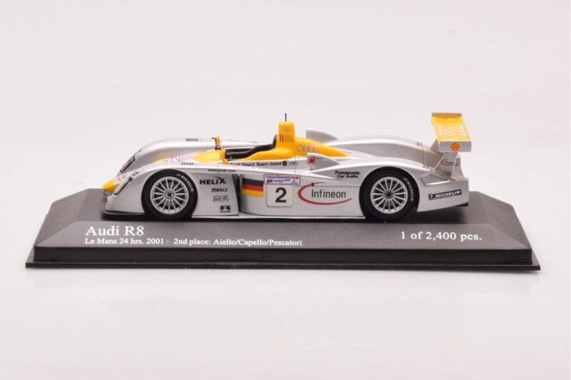 Audi R8 Infineon #2 L. Aiello / R. Capello / Pescatori 2nd Place 24 Hours of Le Mans 2001 Minichamps 1:43 400011202 Metal