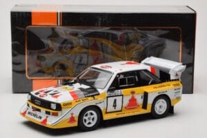 Audi Sport Quattro S1 E2 #4 S. Blomqvist / B. Cederberg Rally 1000 Lakes 1985 IXO 1:18 18RMC161A Metal — zdjęcie 6 z 6