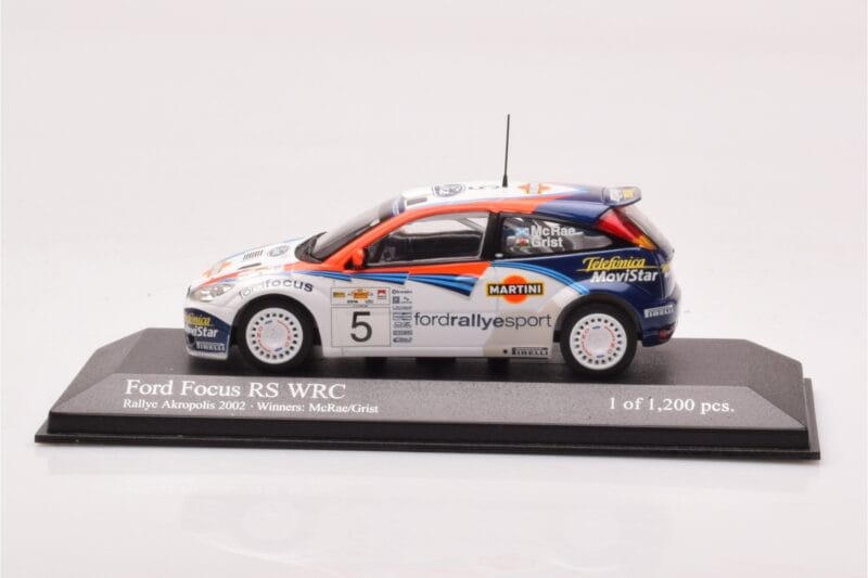 Ford Focus RS WRC #5 C. McRae / N. Grist Rally Acropolis Winner 2002 Minichamps 1:43 430028905 Metal