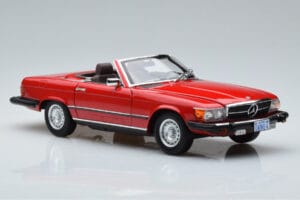 Mercedes 450 SL R107 Wersja USA Czerwony Norev 1:18 183729 Metal — zdjęcie 6 z 8