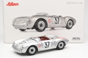 Porsche 550 RS Spyder #37 H. Polensky / R. von Frankenberg 24 Hours of Le Mans 1955 Schuco 1:18 450033400 Metal — zdjęcie 8 z 8