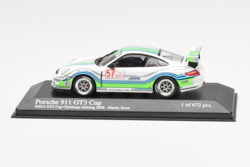 Porsche 911 996 GT3 Cup #57 M. Snow IMSA GT3 Challenge 2008 Minichamps 1:43 400086757 Metal