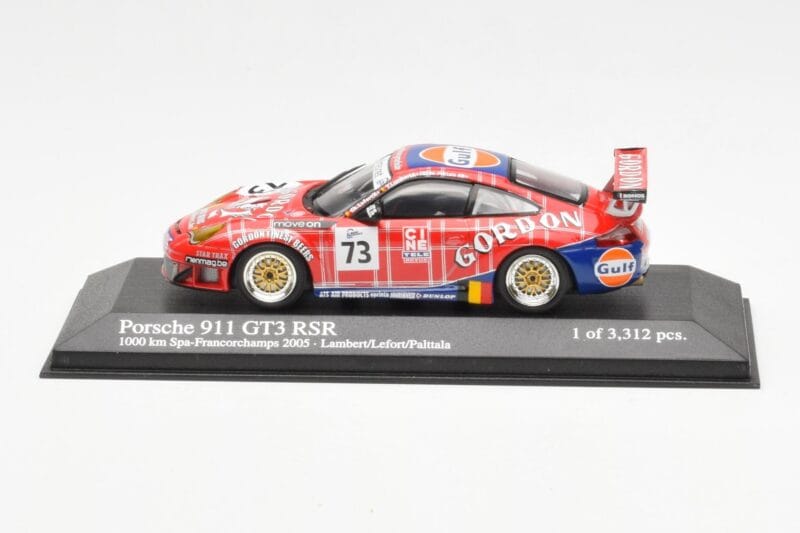 Porsche 911 996 GT3 RSR Gulf #73 Lambert / Lefort / Palttala 1000km Spa 2005 Minichamps 1:43 400056473 Metal