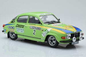 Saab 96 V4 #2 S. Blomqvist / H. Sylvan Rally Sweden 1976 IXO 1:18 18RMC085B Metal — zdjęcie 4 z 6