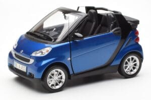 Smart Fortwo 451 Cabrio Niebieski i Czarny Minichamps 1:18 150036330 Metal