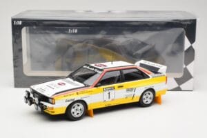 Audi Quattro A2 Audi Sport #1 W. Röhrl / C. Geistdörfer DNF Sanyo Rally of New Zealand 1984 Minichamps 1:18 155841101 Metal — zdjęcie 6 z 6