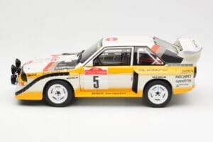 Audi Sport Quattro S1 #5 W. Rohrl / C. Geistdorfer Rally Sanremo Winner 1985 AUTOart 1:18 88503 Kompozyt — zdjęcie 4 z 8