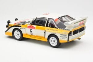 Audi Sport Quattro S1 #5 W. Rohrl / C. Geistdorfer Rally Sanremo Winner 1985 AUTOart 1:18 88503 Kompozyt — zdjęcie 7 z 8