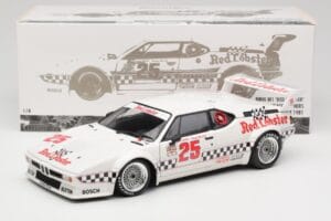 BMW M1 #25 Red Lobster D. Cowart / K. Miller LA Times GP Riverside 1981 Minichamps 1:18 180812925 Metal — zdjęcie 8 z 8