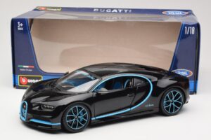 Bugatti Chiron Czarny & Niebieski Bburago 1:18 18-11040BK Metal — zdjęcie 8 z 8