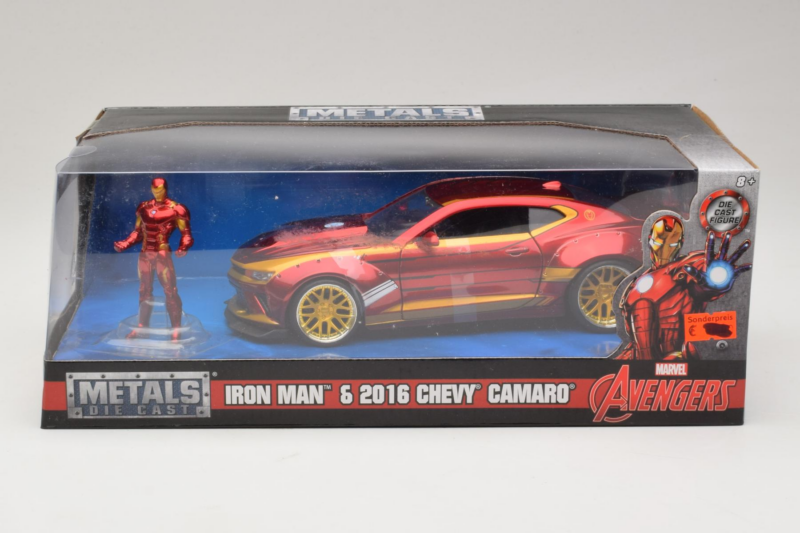 Chevrolet Camaro Iron Man Z Figurką Metals Diecast 1:24 99724 Metal