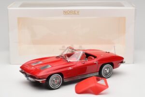 Chevrolet Corvette C2 Sting Ray Kabriolet Riverside Red Norev 1:18 189056 Metal — zdjęcie 6 z 6
