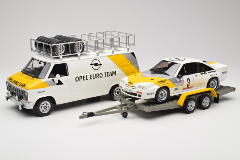 Opel Manta 400 Group B Rally Tour de Corse 1984 Z Chevrolet G30 Samochodem Serwisowym Otto 1:18 OT491 Żywica