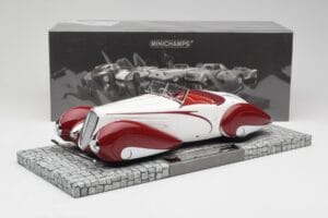 Delahaye Type 135 M Kabriolet Biały Czerwony Minichamps 1:18 107116161 Żywica — zdjęcie 6 z 6