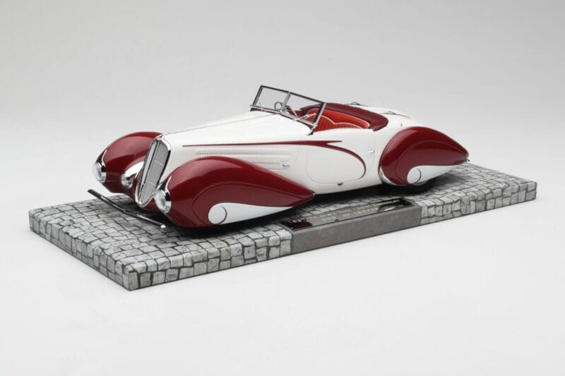 Delahaye Type 135 M Kabriolet Biały Czerwony Minichamps 1:18 107116161 Żywica