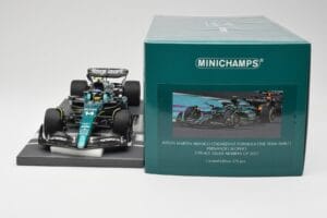 Aston Martin AMR23 #14 F. Alonso 3rd Place Saudi Arabian GP 2023 Minichamps 1:18 117230214 Metal — zdjęcie 6 z 7
