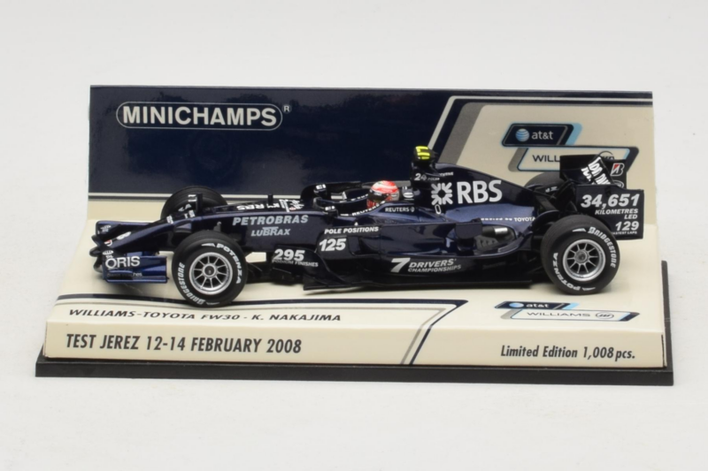 Williams FW30 Toyota #8 K. Nakajima Test Jerez Feb 2008 Minichamps 1:43 400080208 Metal