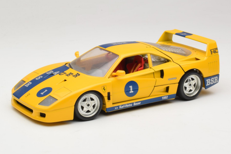 Ferrari F40 #1 Żółty Bauer Edycja Limitowana 100szt Bburago 1:18 BSR001 Metal