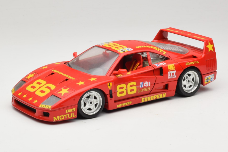 Ferrari F40 LM #86 Ch. Pozzi IMSA 24 Hours of Le Mans 1985 Czerwony Bburago 1:18 3332-P6 Metal