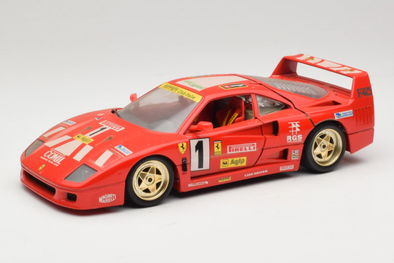 Ferrari F40 Evoluzione #1 Pirelli Agip Czerwony ze Złotymi Kołami 1992 Bburago 1:18 3042-P2 Metal