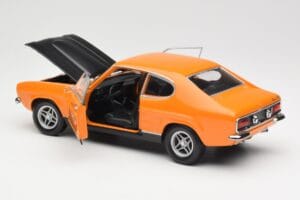 Ford Capri Mk1 RS 2600 Signal Orange Czarny Minichamps 1:18 150089077 Metal — zdjęcie 5 z 8