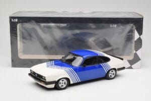 Ford Capri Mk2 3.0 Biały z Niebieskimi Paskami Minichamps 1:18 155788600 Metal — zdjęcie 6 z 6