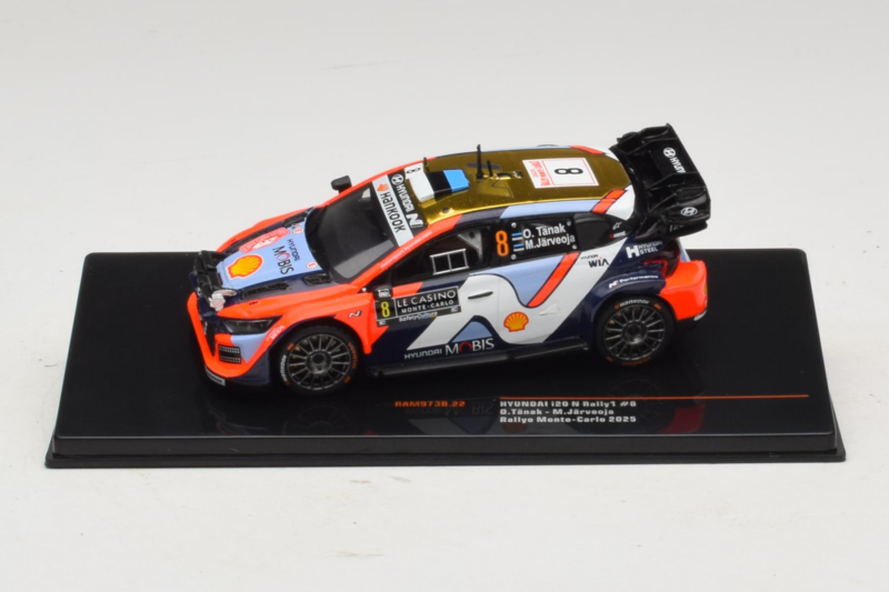 Hyundai i20 N Rally1 #8 O. Tanak / M. Jarveoja Rally Monte Carlo 2025 IXO 1:43 RAM973B Metal