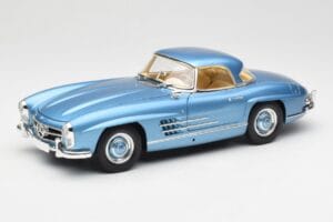 Mercedes 300 SL W198 Roadster Hardtop Light Blue Metallic Minichamps 1:18 180039042 Metal — zdjęcie 3 z 9