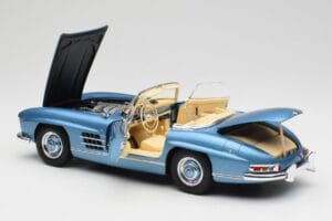 Mercedes 300 SL W198 Roadster Hardtop Light Blue Metallic Minichamps 1:18 180039042 Metal — zdjęcie 6 z 9