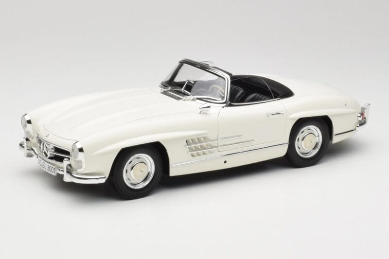 Mercedes 300 SL W198 Roadster Biały z Miękkim Dachem Minichamps 1:18 180039034 Metal