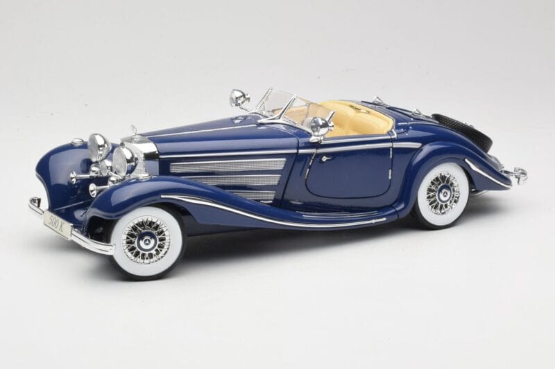 Mercedes 500K Special Roadster Niebieski Maisto 1:18 56059 Metal