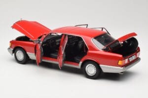 Mercedes 560 SEL W126 Czerwony Norev 1:18 183463 Metal — zdjęcie 5 z 8