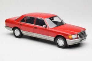 Mercedes 560 SEL W126 Czerwony Norev 1:18 183463 Metal — zdjęcie 6 z 8