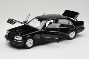 Mercedes S-Class W140 S600 Obsidian Black Metallic Norev 1:18 183045 Metal — zdjęcie 2 z 8