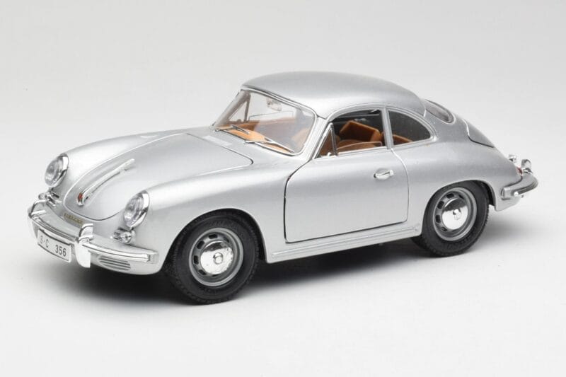 Porsche 356B Srebrny & Brązowe Wnętrze Bburago 1:18 3021-M2 Metal
