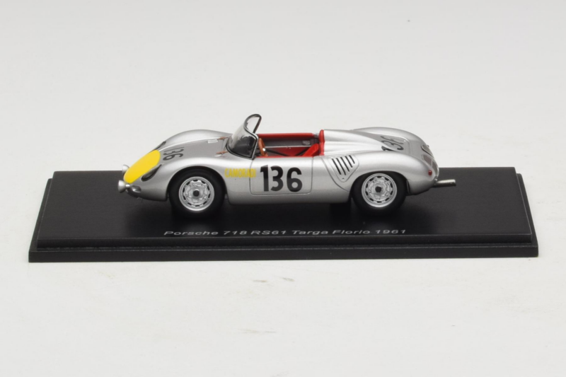 Porsche 718 RS 61 #136 S. Moss / G. Hill Porsche KG Targa Florio 1961 Spark 1:43 S4149 Żywica