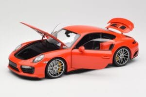 Porsche 911 991 Turbo S Lava Orange Minichamps 1:18 110067120 Metal — zdjęcie 2 z 8