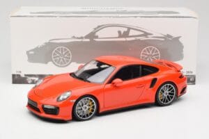 Porsche 911 991 Turbo S Lava Orange Minichamps 1:18 110067120 Metal — zdjęcie 8 z 8