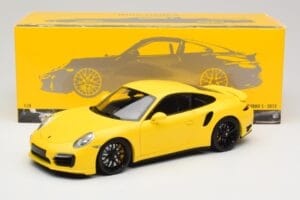 Porsche 911 991 Turbo S Żółty Z Czarnymi Felgami Minichamps 1:18 110062321 Metal — zdjęcie 8 z 8