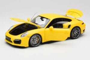 Porsche 911 991 Turbo S Żółty Ze Srebrnymi Felgami Minichamps 1:18 110062322 Metal — zdjęcie 2 z 8