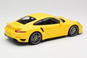 Porsche 911 991 Turbo S Żółty Ze Srebrnymi Felgami Minichamps 1:18 110062322 Metal — zdjęcie 3 z 8