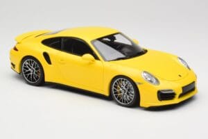 Porsche 911 991 Turbo S Żółty Ze Srebrnymi Felgami Minichamps 1:18 110062322 Metal — zdjęcie 6 z 8