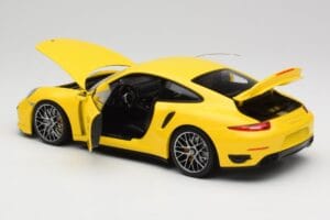 Porsche 911 991 Turbo S Żółty Ze Srebrnymi Felgami Minichamps 1:18 110062322 Metal — zdjęcie 7 z 8