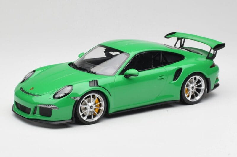 Porsche 911 991.1 GT3 RS Lizard Zielony & Srebrne Felgi Minichamps 1:18 153066229 Metal