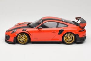 Porsche 911 991.2 GT2 RS Pomarańczowy Weissach Package Złote Felgi Minichamps 1:18 155068305 Metal — zdjęcie 3 z 6