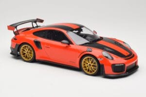 Porsche 911 991.2 GT2 RS Pomarańczowy Weissach Package Złote Felgi Minichamps 1:18 155068305 Metal — zdjęcie 4 z 6