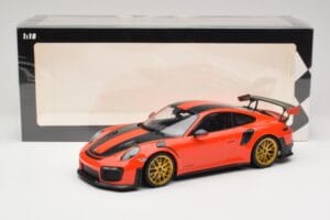Porsche 911 991.2 GT2 RS Pomarańczowy Weissach Package Złote Felgi Minichamps 1:18 155068305 Metal — zdjęcie 6 z 6