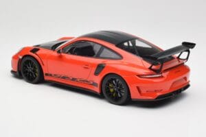 Porsche 911 991.2 GT3 RS Weissach Package Lava Orange Wording Czarne Magnezowe Felgi Minichamps 1:18 153068226 Metal — zdjęcie 5 z 6